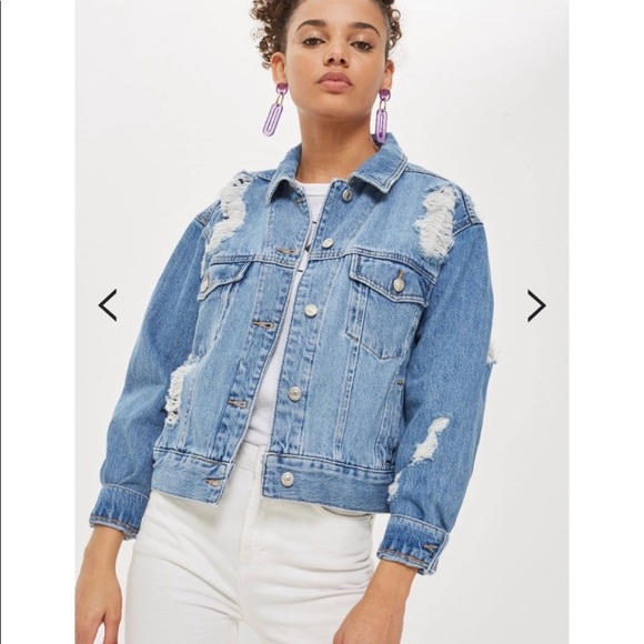 topshop elbow rip denim jacket